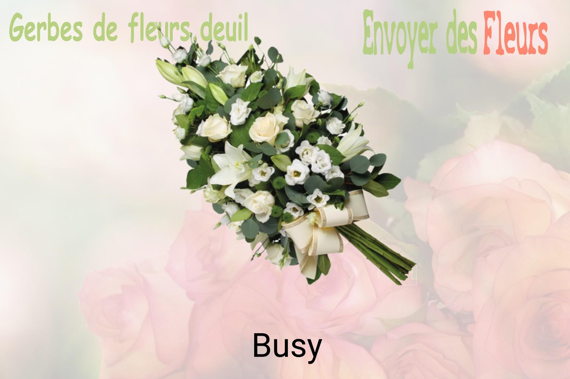Gerbe de fleurs de deuil livrée à Busy